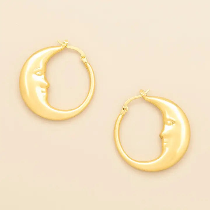Refined Moon Hoop - Gold