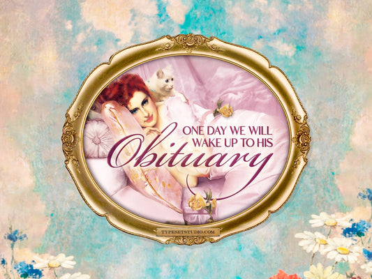 His Obituary - Altered Classic Art Vinyl Sticker