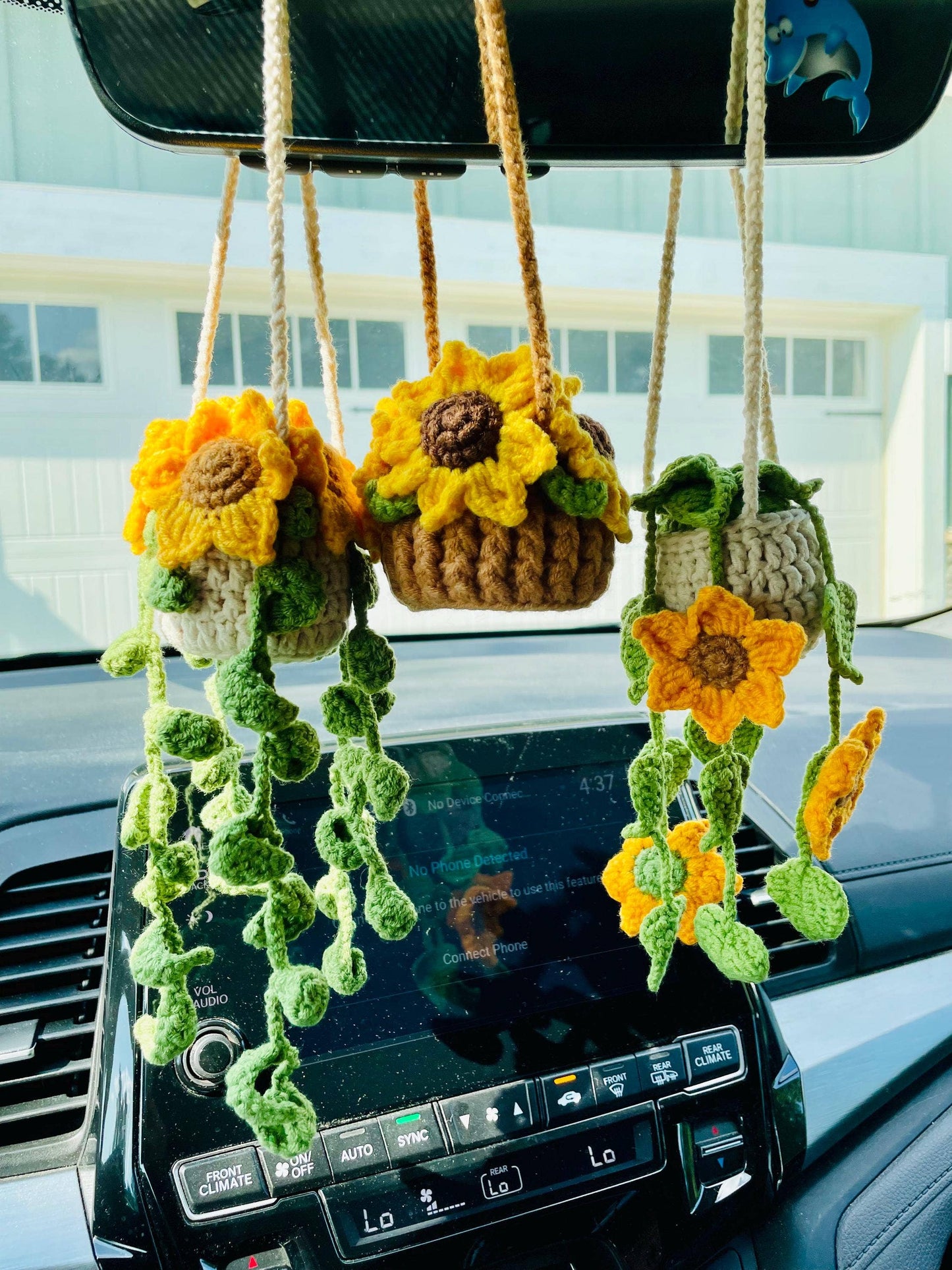 Crochet Monstera Car Hanging Plant, Rearview Mirror Plant