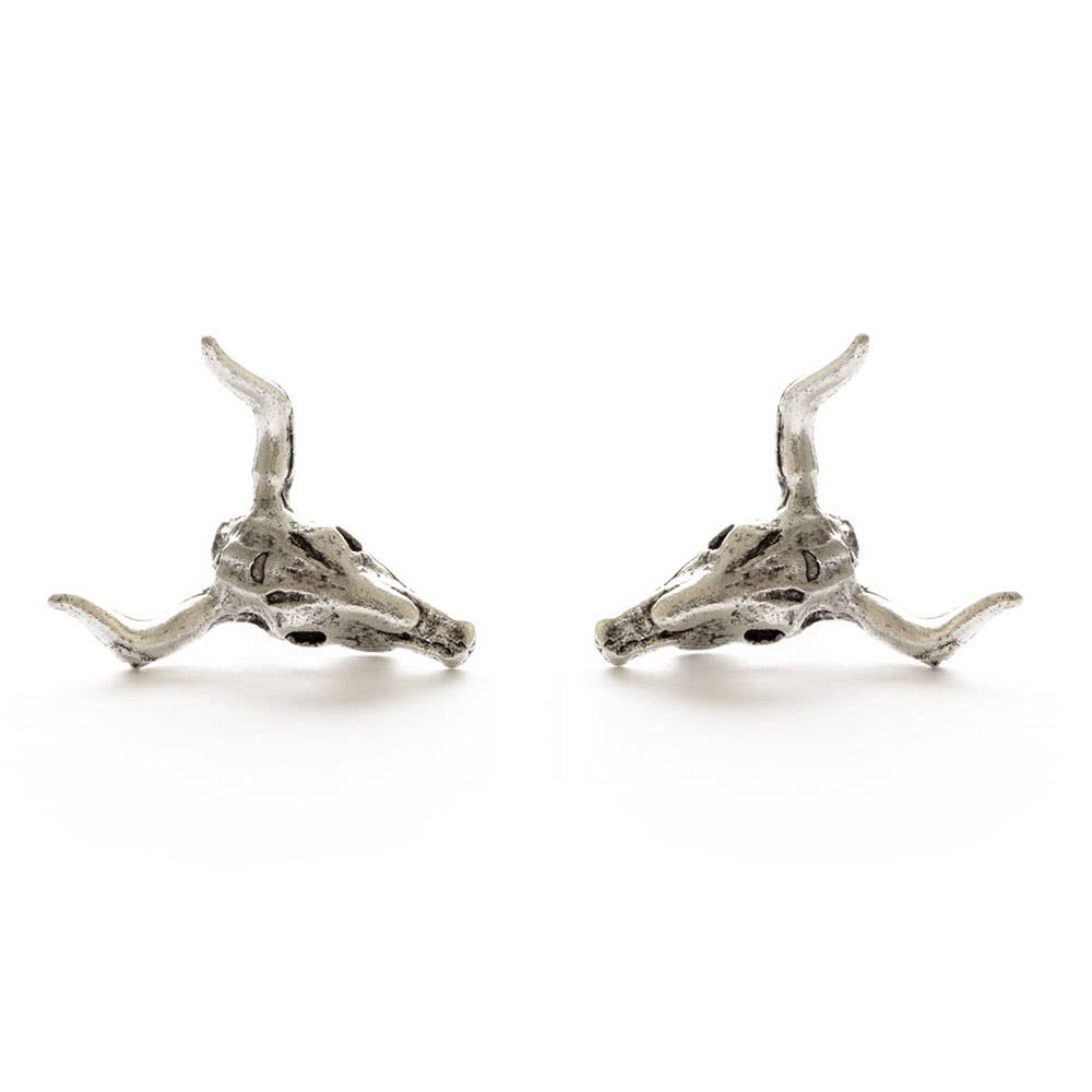 Longhorn Steer Skull Stud Earrings