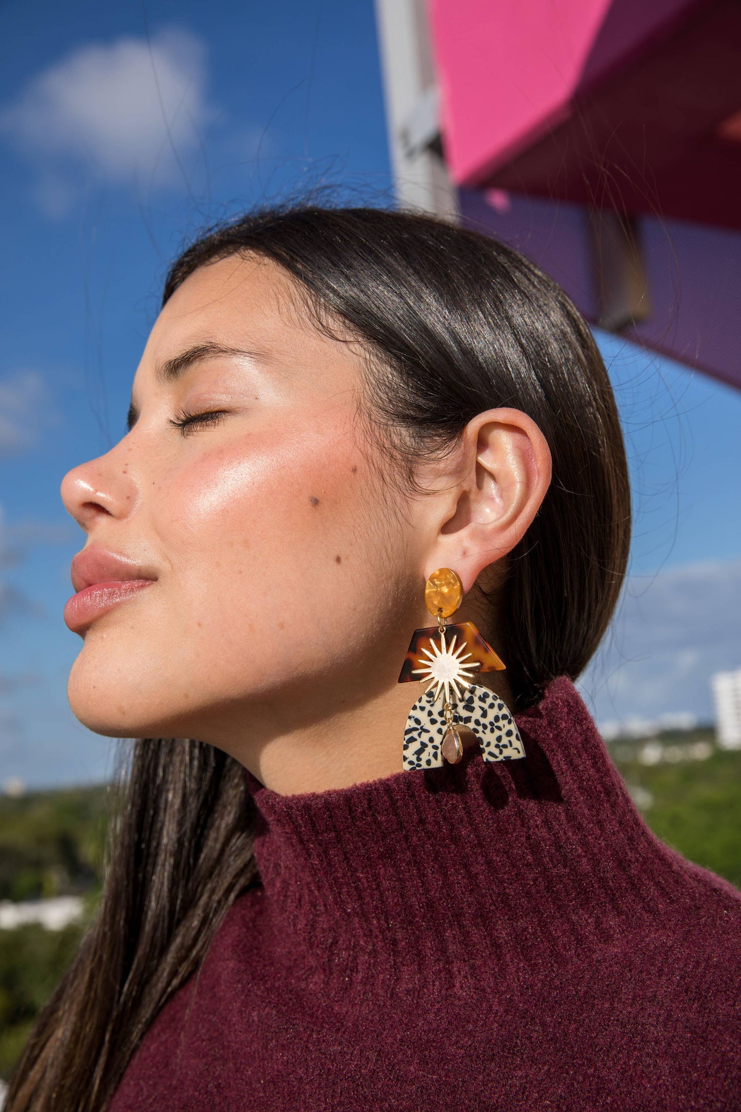 Fall Statement Glam Mixed Media Earrings Tiger Eye
