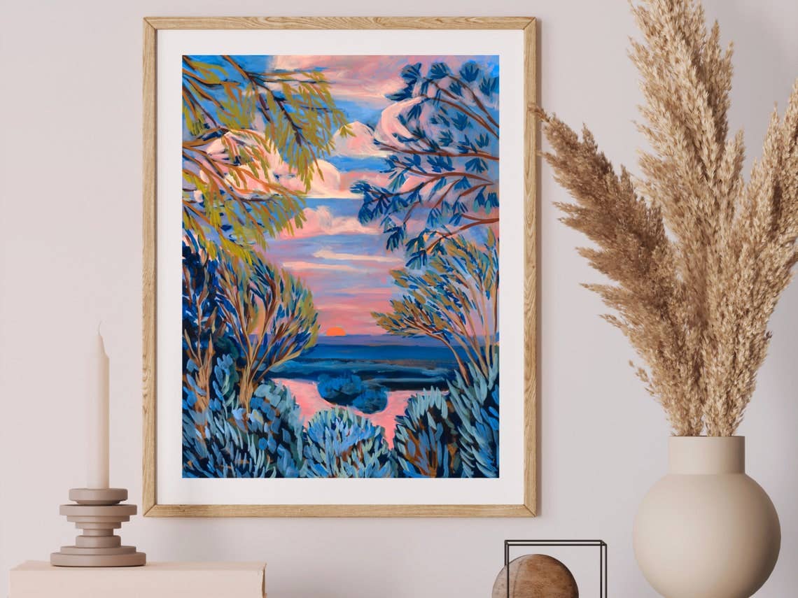 Blue Texas Hill Country Lake Sunset Print