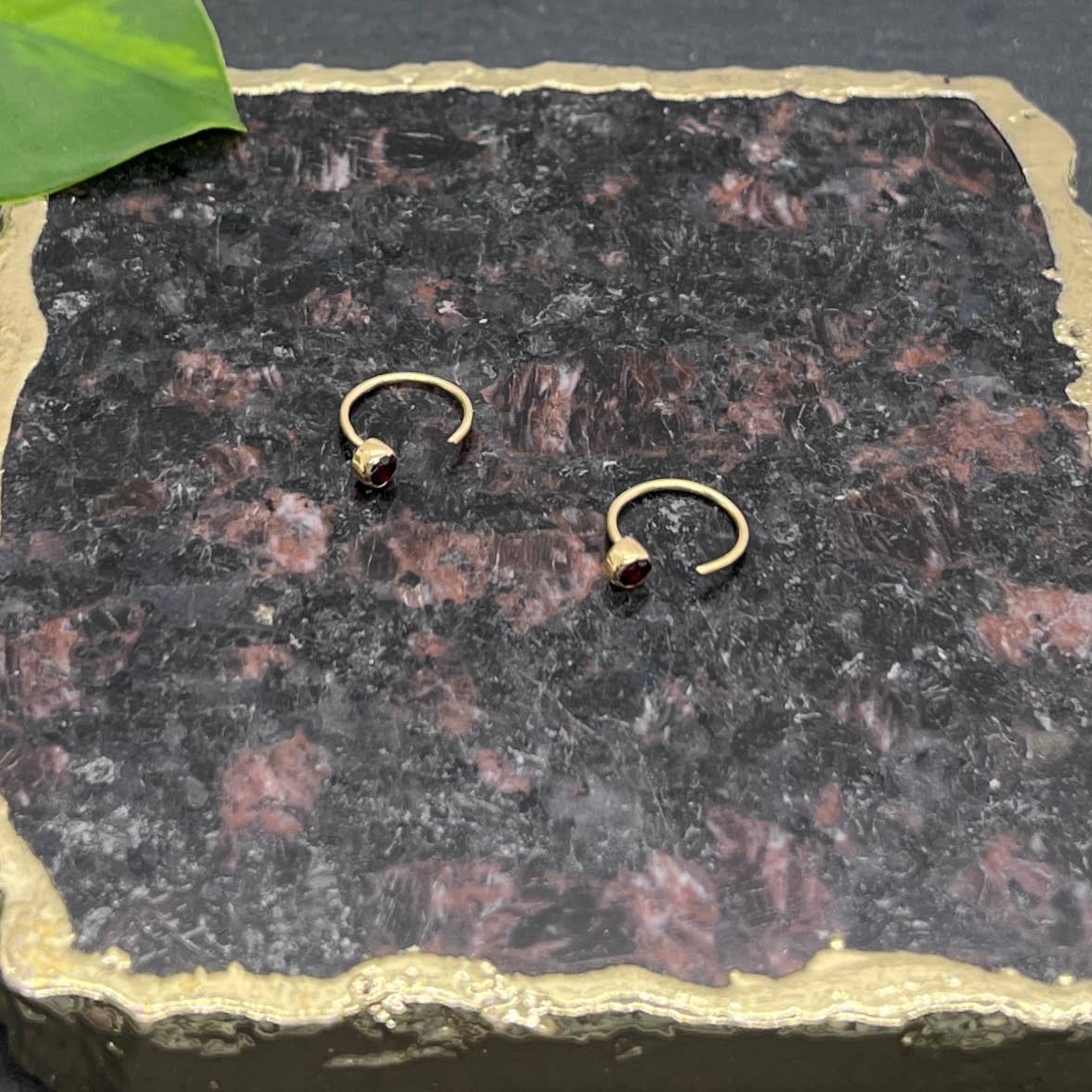 Gold Plated Stone Huggie Earring