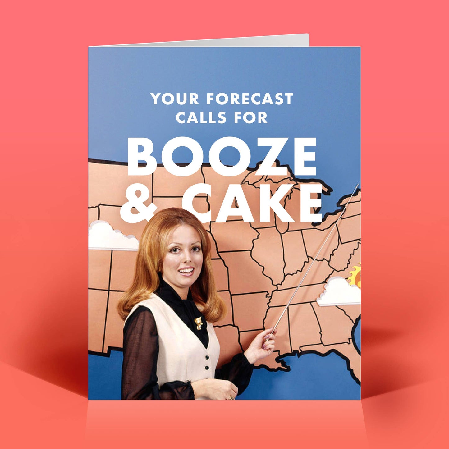 Funny Birthday Card – BOOZE & CAKE – Retro Quirky Humor