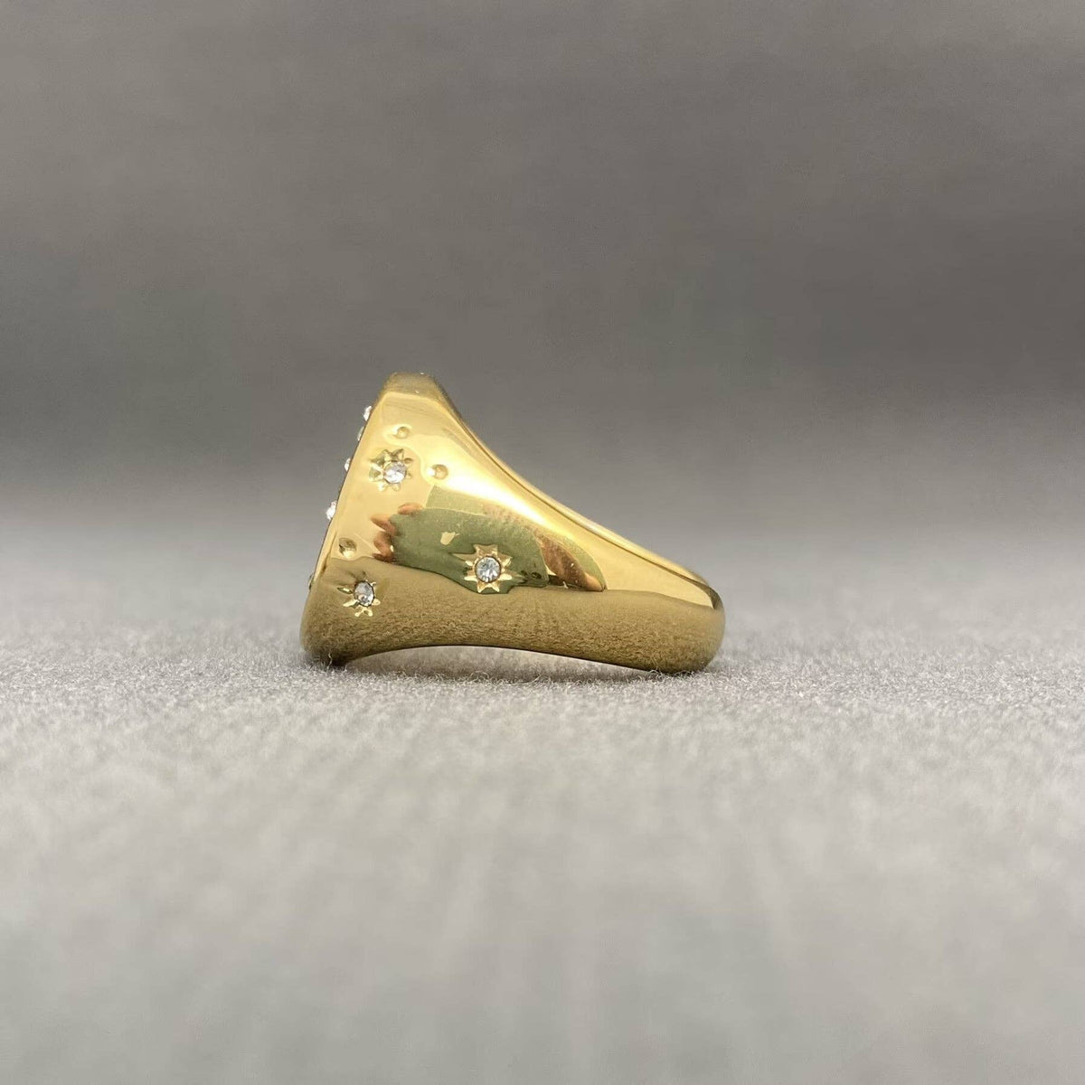 Whimsical Zircon Inlaid Enamel Ring - 18K Gold Plated Stainless Steel