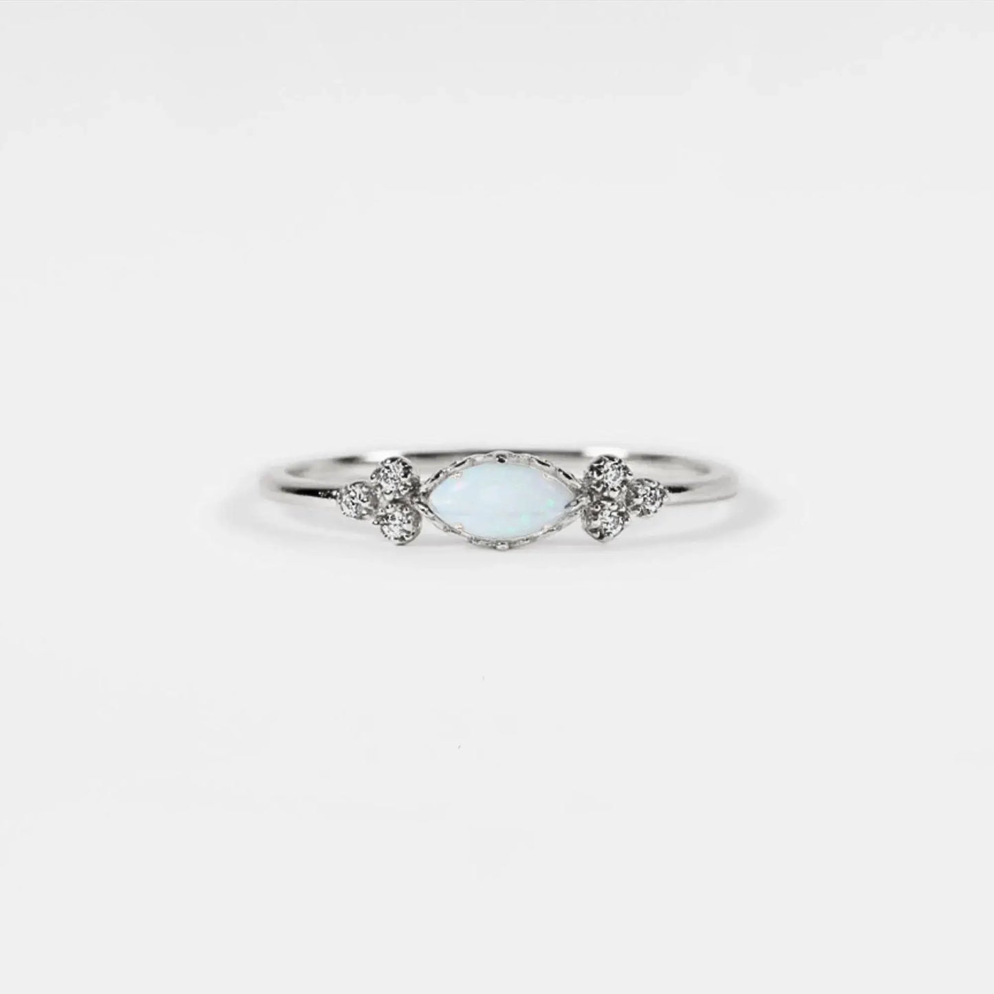 Dainty Marquise Opal Stacking Ring in 925 Sterling Silver