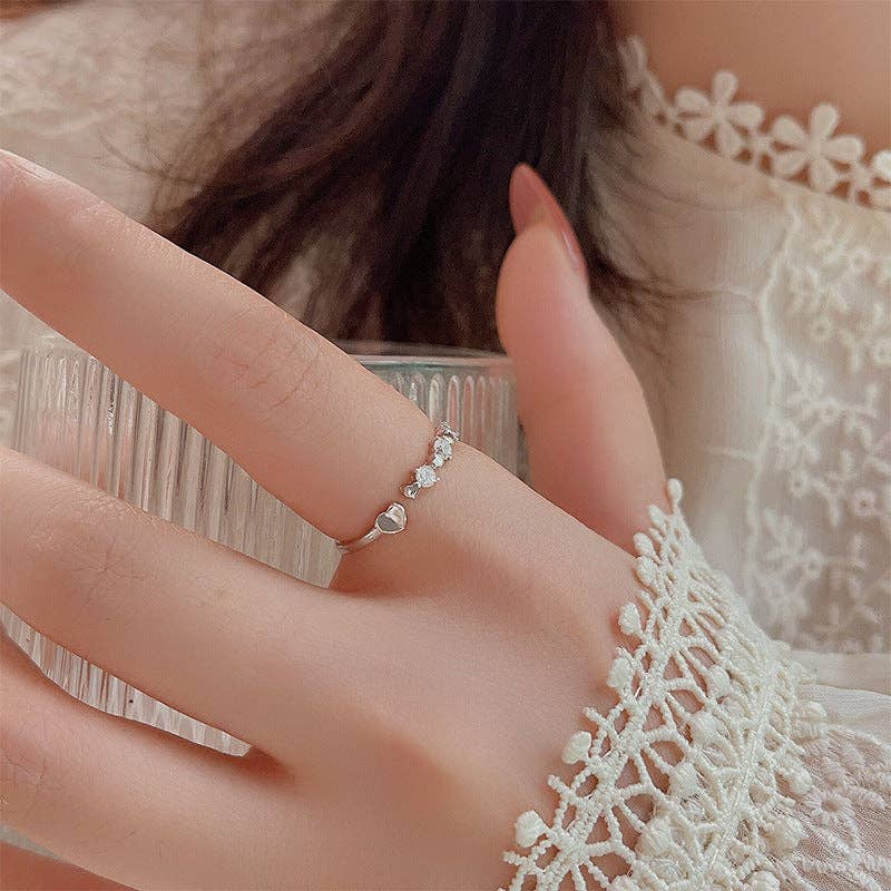Dainty Open Heart Stacking Ring in 925 Sterling Silver