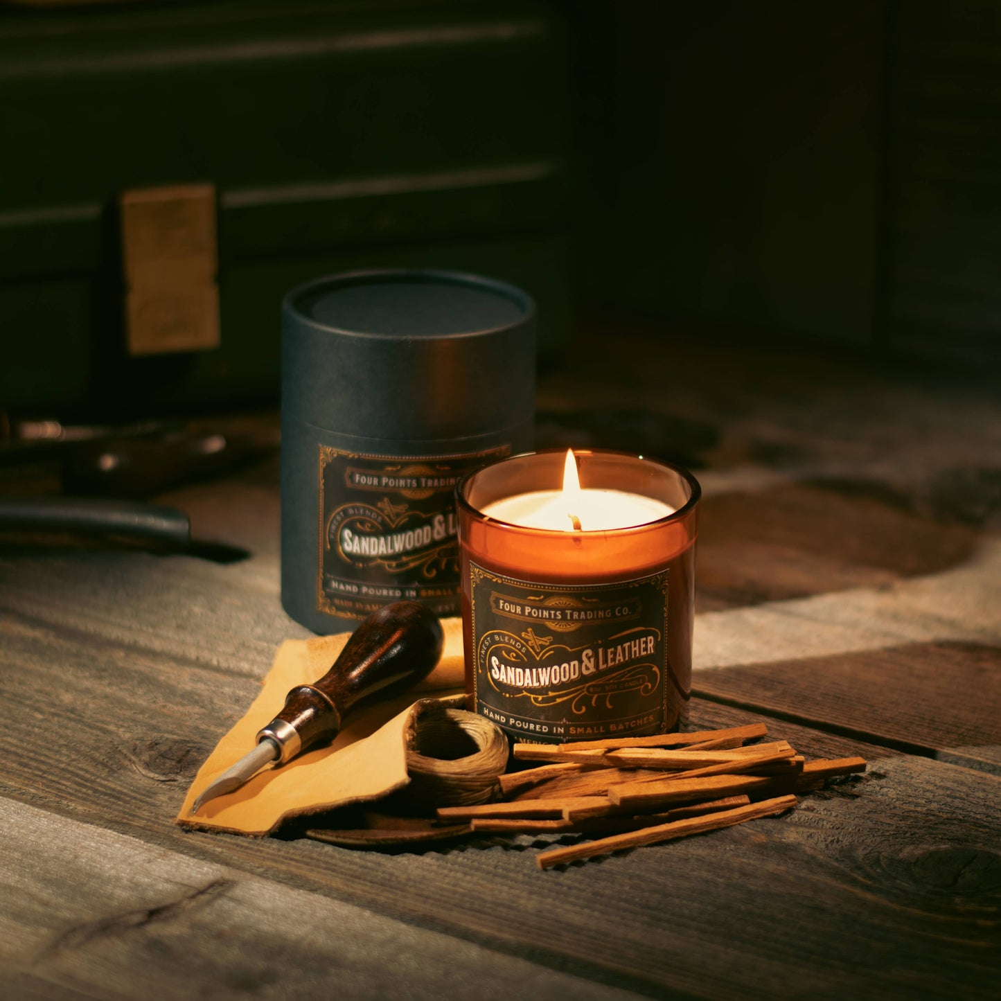 Sandalwood & Leather 8 oz Soy Candle