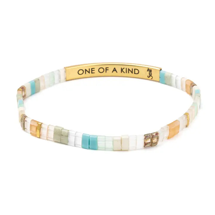 Good Karma Miyuki Bracelet - One Of A Kind Mint/Peach/ Gold