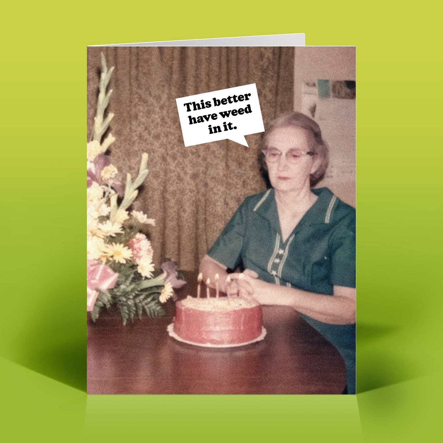 Funny Birthday Card – WEED CAKE – Vintage Sassy Humor
