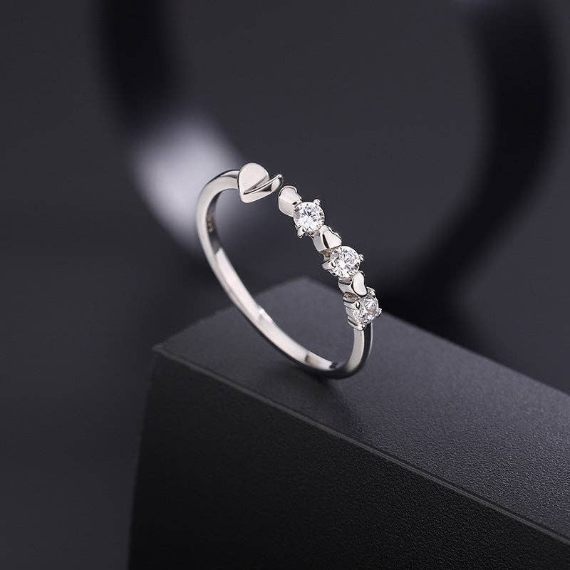 Dainty Open Heart Stacking Ring in 925 Sterling Silver