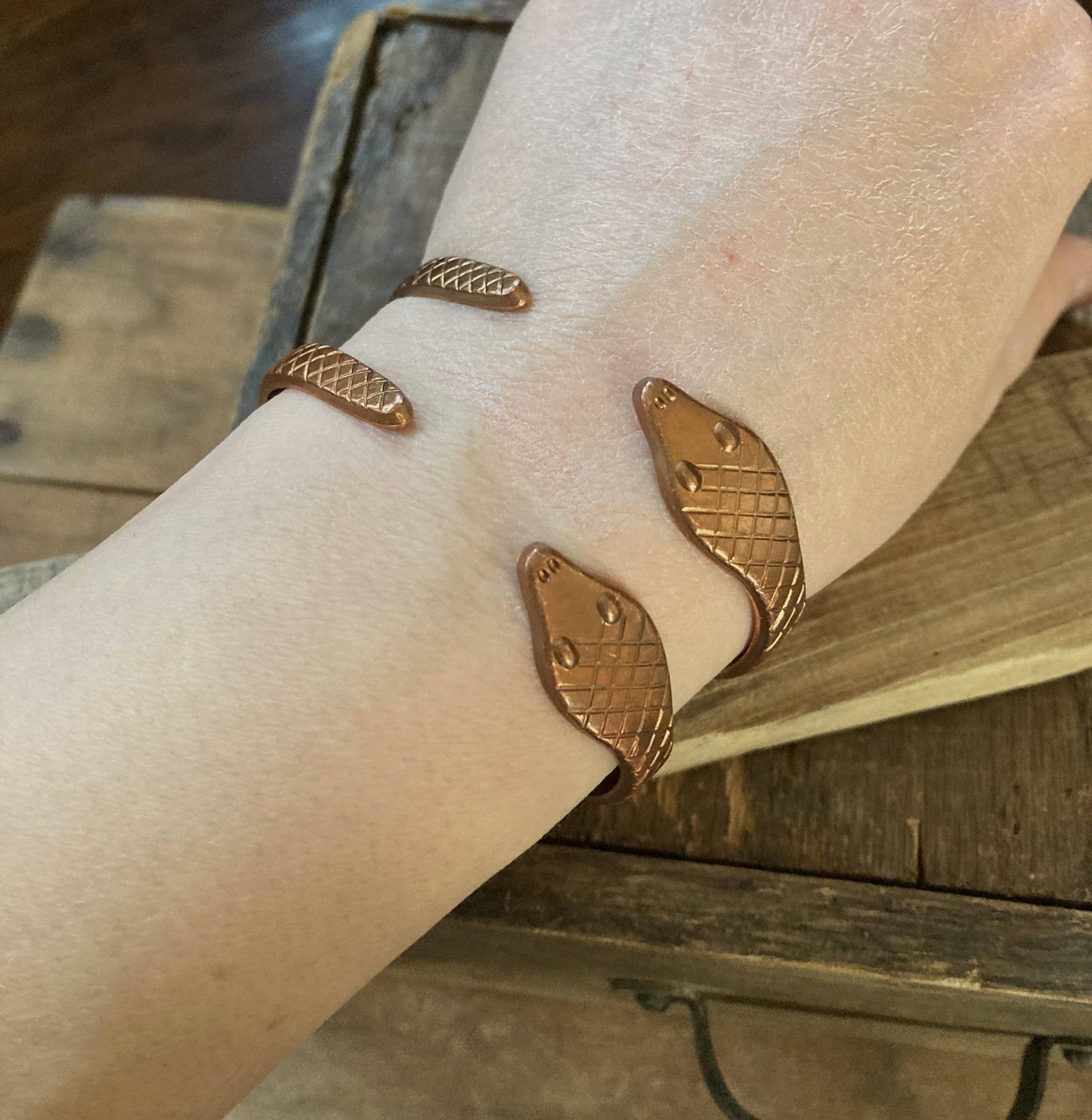 Copper Snake Vintage Cuff Bracelet