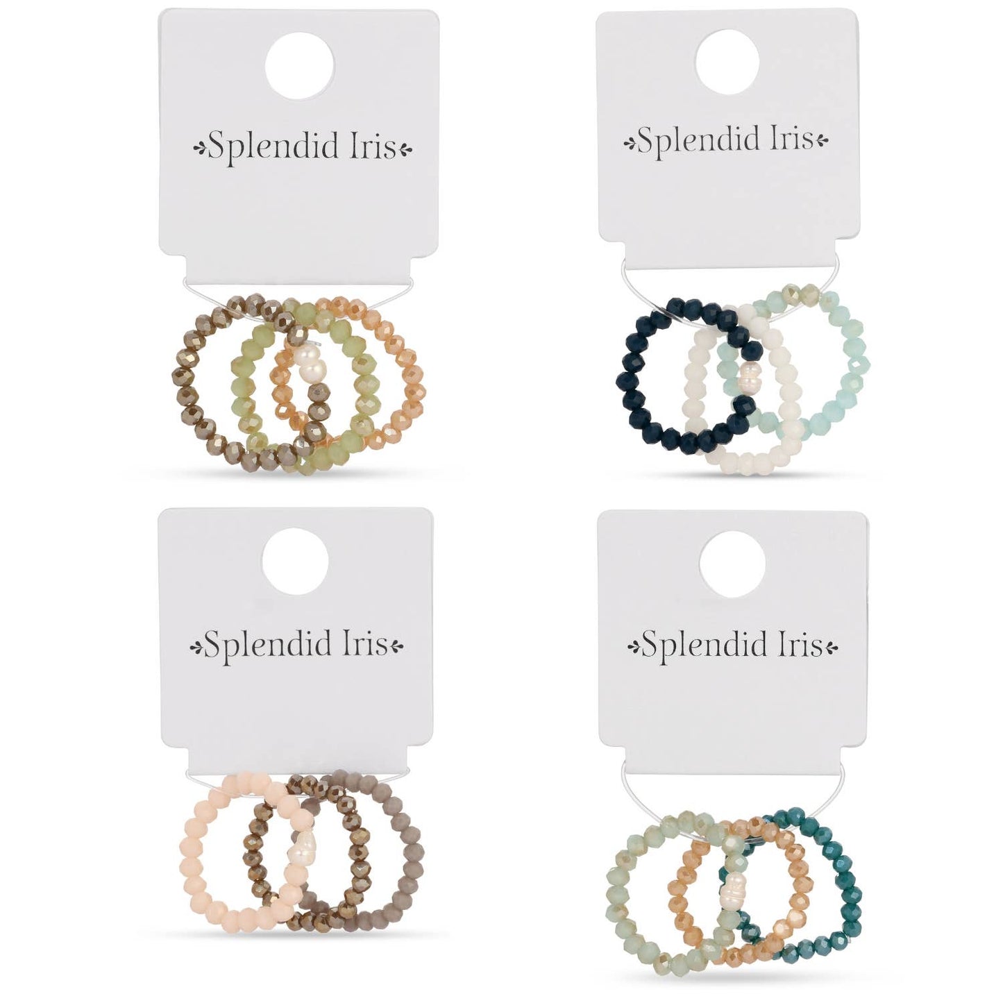 Set of 3 Crystal & Pearl Rings