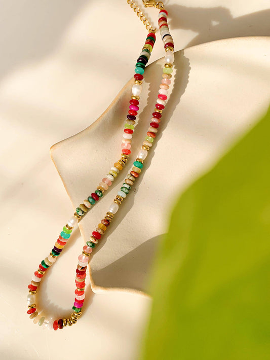 Sunny Non-Tarnish Boho Color Beaded Necklace