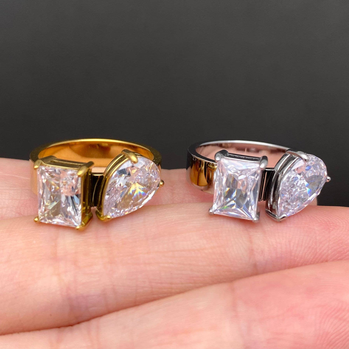 Geometric Zircon 18K Gold Plated Ring