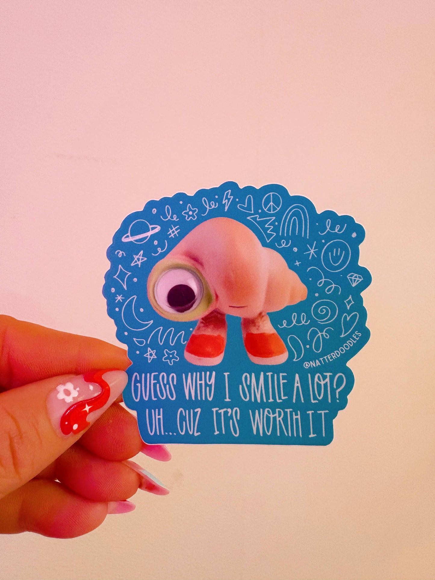 Marcel the Shell “Why I Smile a Lot” Waterproof  Sticker