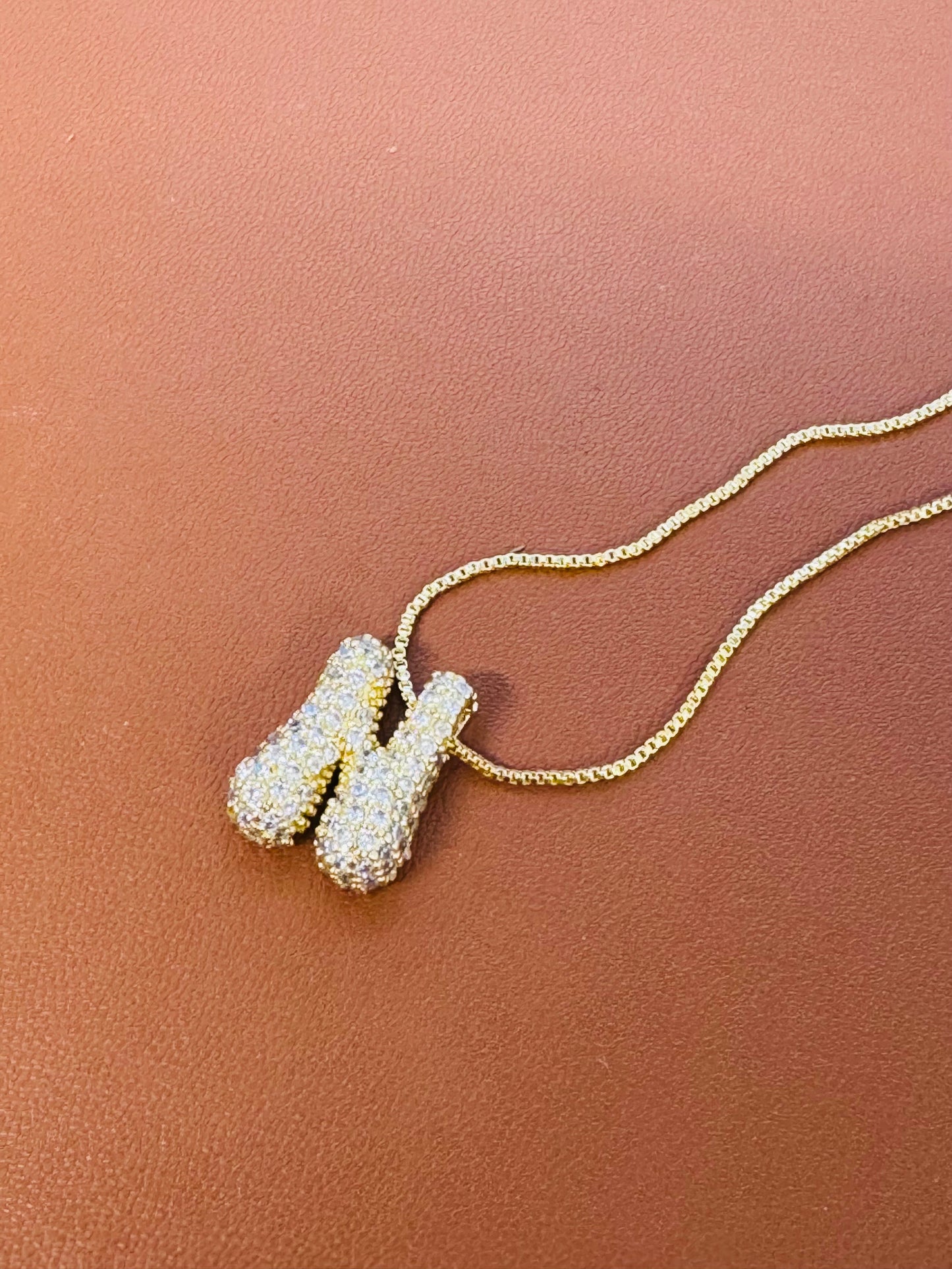 Gold Pave Stone Bubble Necklace