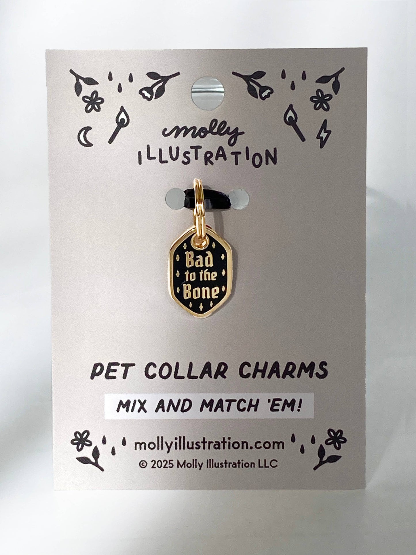 Bad to the Bone Pet Collar Charm