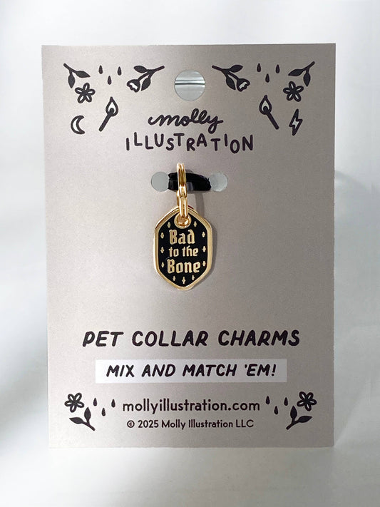 Bad to the Bone Pet Collar Charm