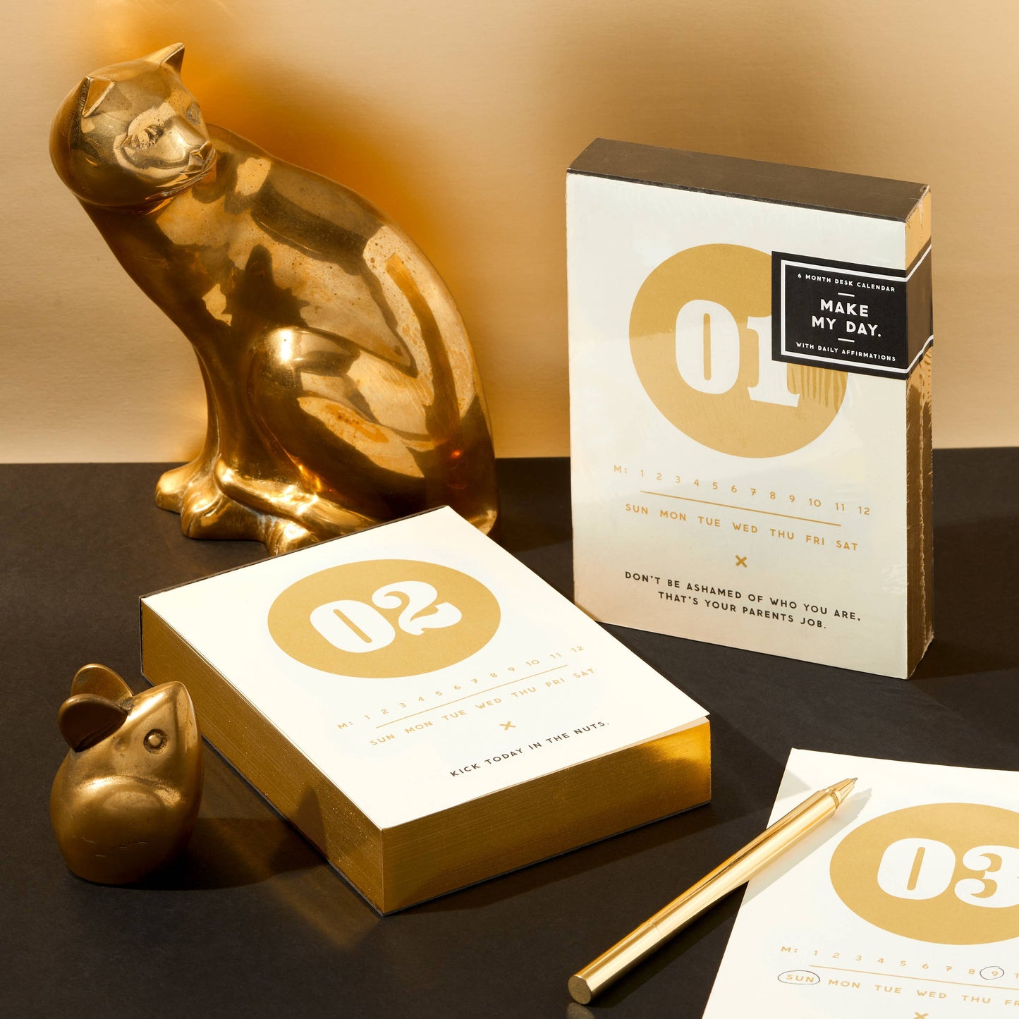 Brass Monkey Make My Day Undated Desk Calendar