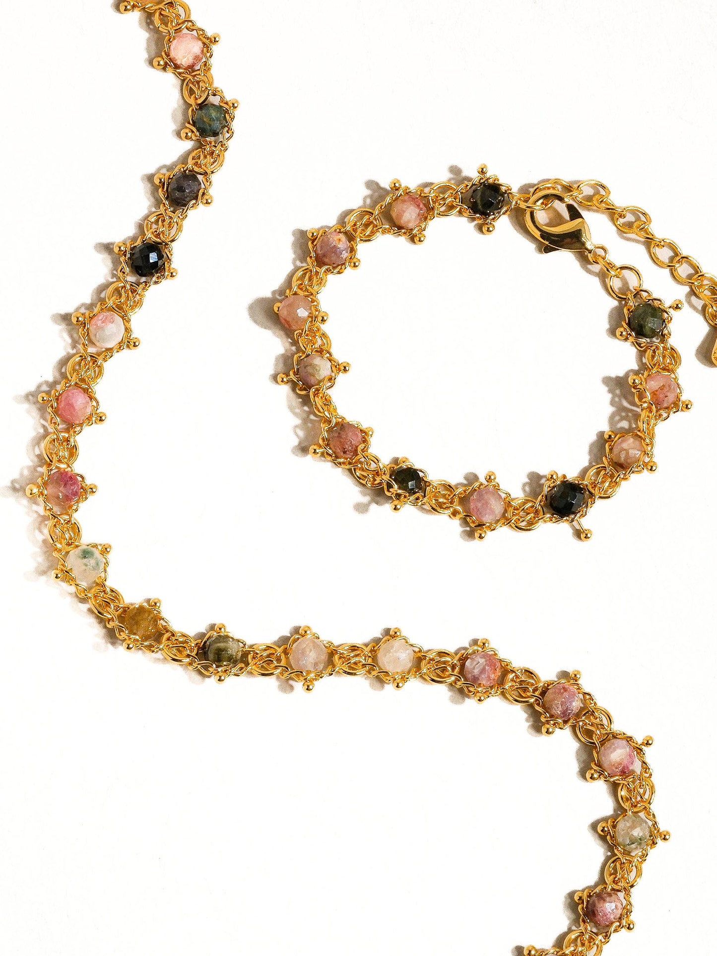 Skylar 18K Gold Multi-Stone Chained Bracelet