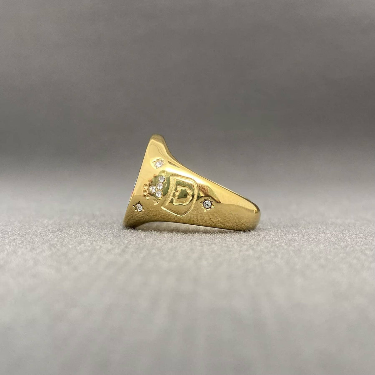 Whimsical Zircon Inlaid Enamel Ring - 18K Gold Plated Stainless Steel