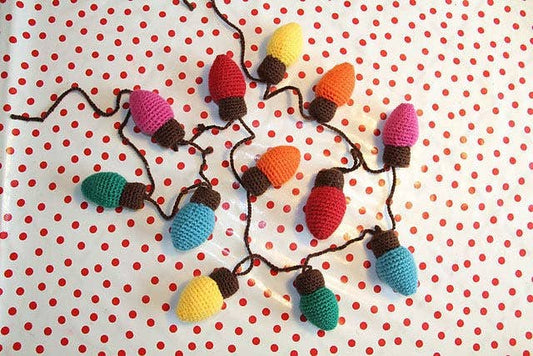 Crochet Light Bulb Garland, Christmas Holiday Decoration