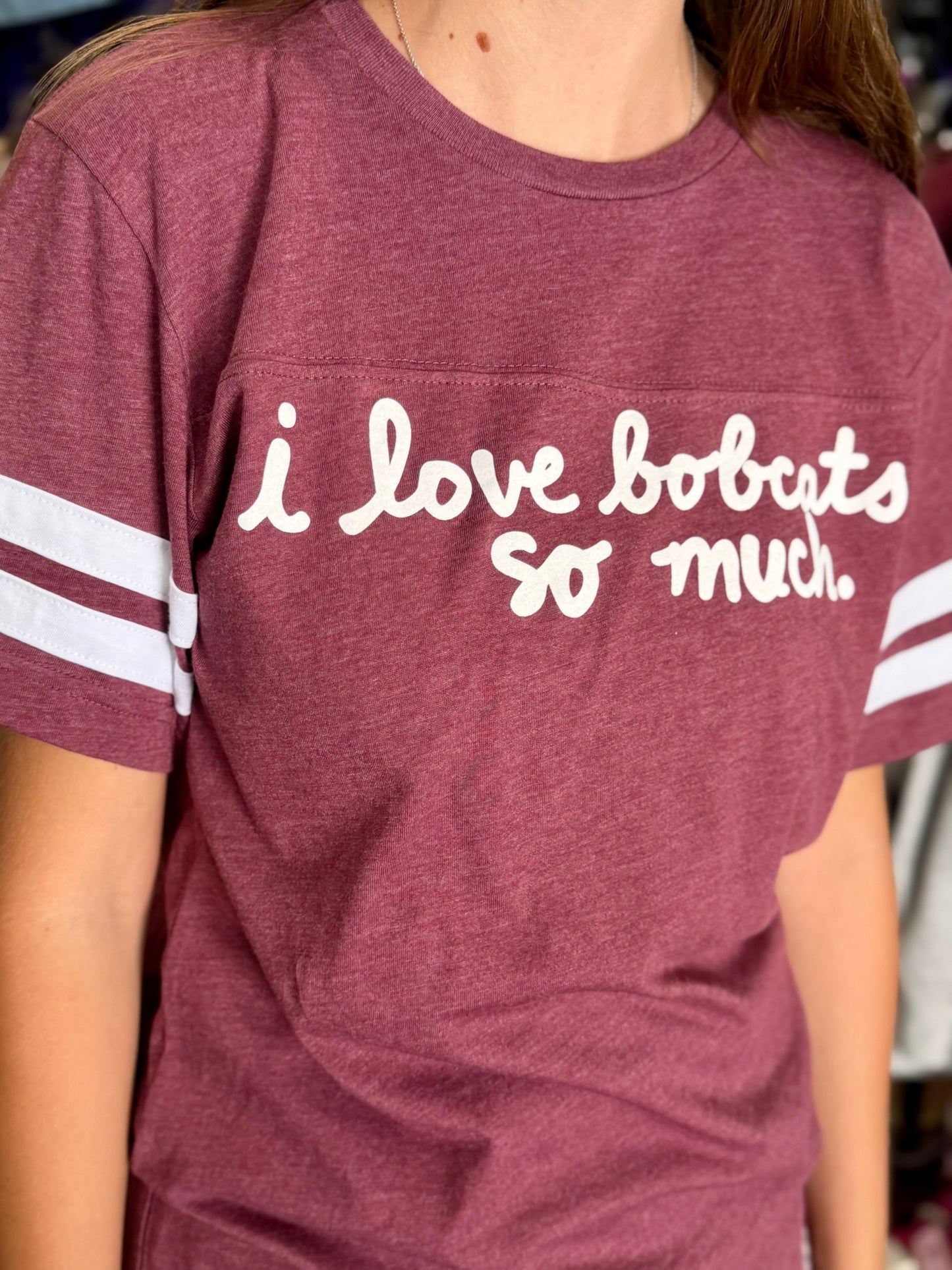 i love bobcats so much - Vintage Football Jersey in Maroon