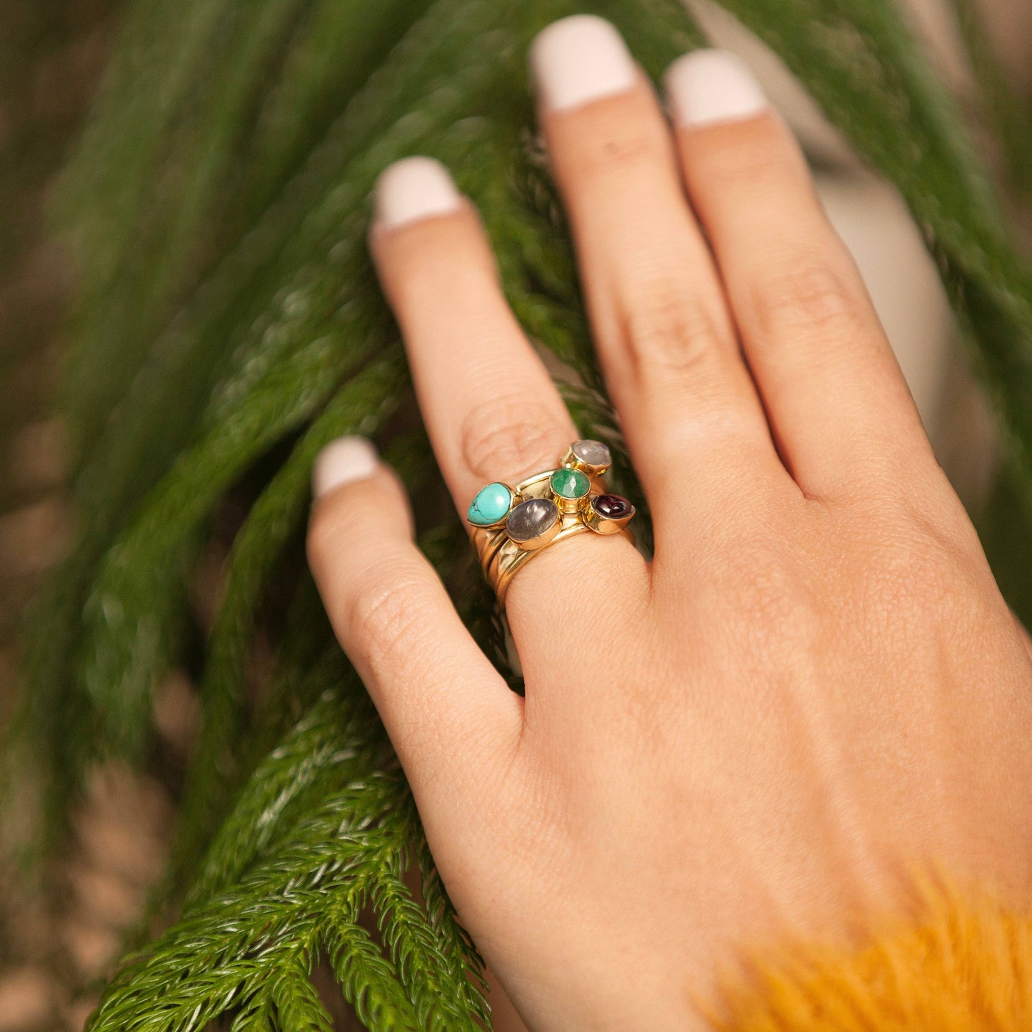 Five Stone Brass Stack Ring