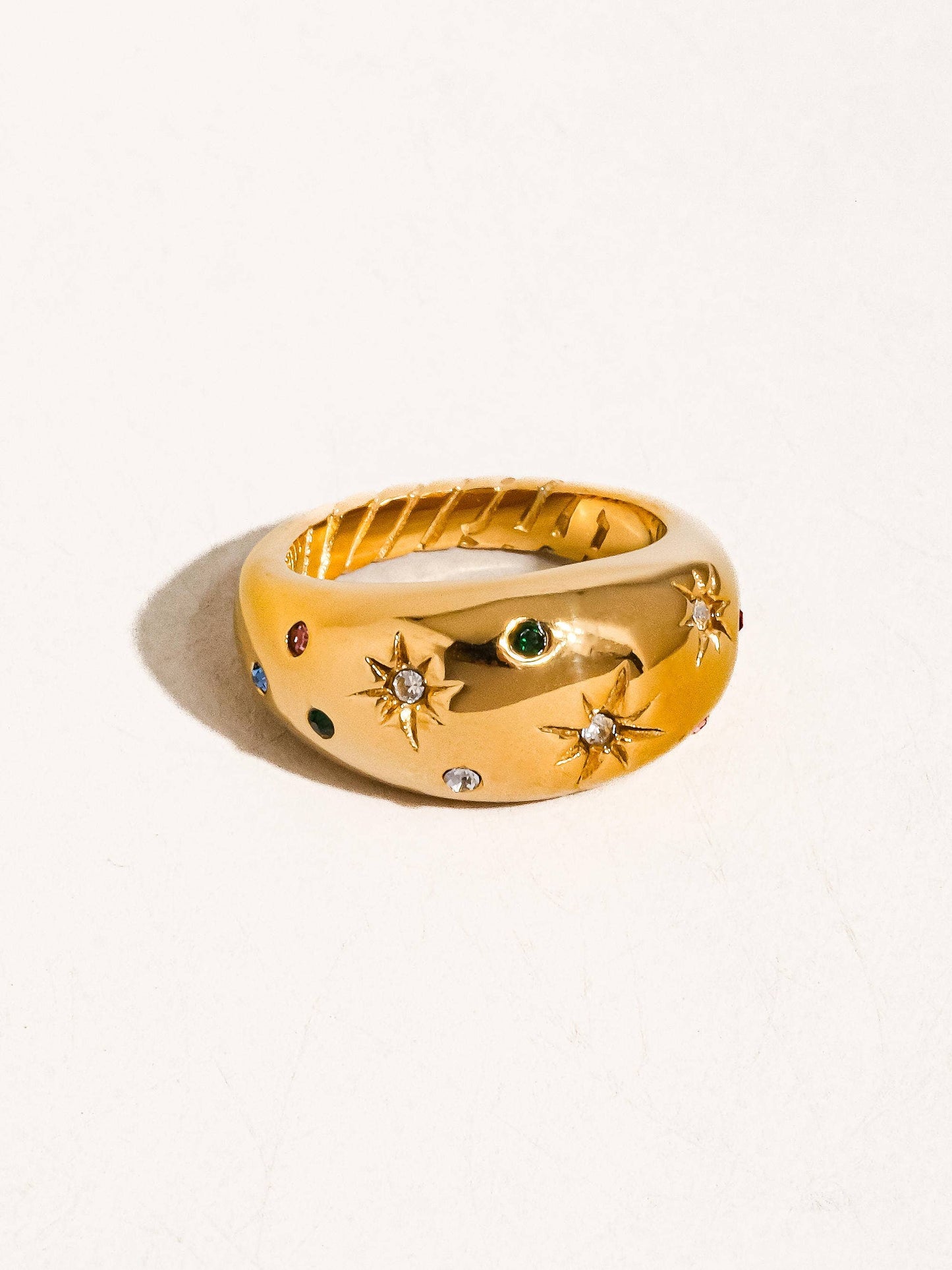 Angela 18K Gold Non-Tarnish Star Dome Ring