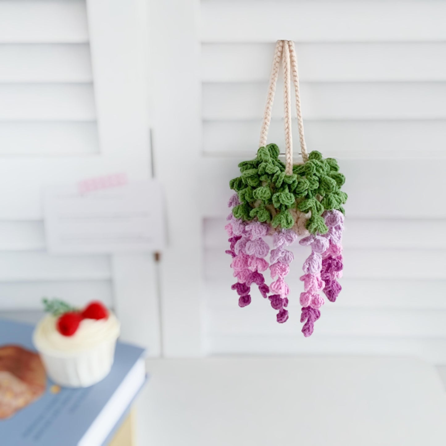 Crochet Car Plant Hanging, Cute Plant Crochet Decoration Car