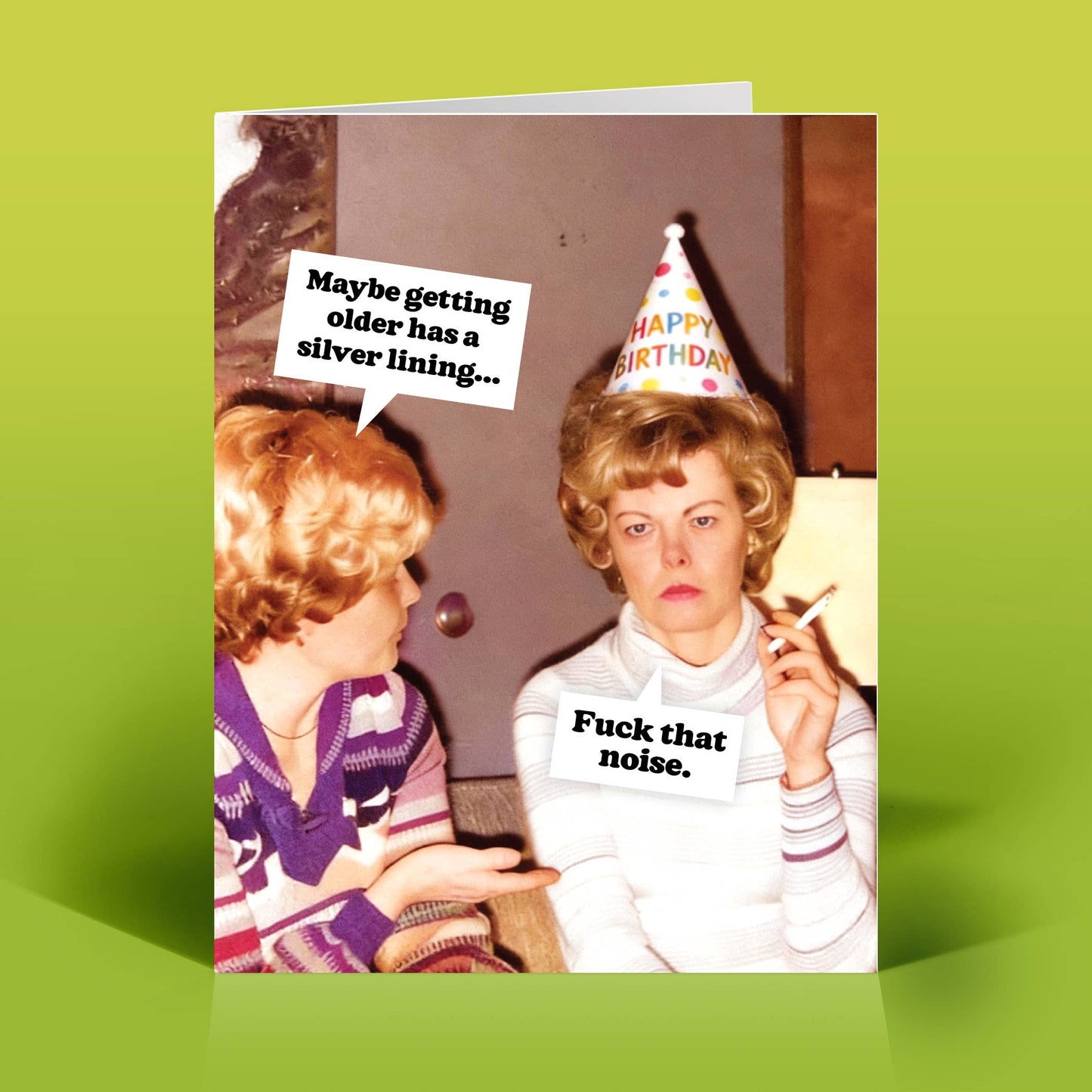 Funny Birthday Card – SILVER LINING – Vintage Quirky Humor
