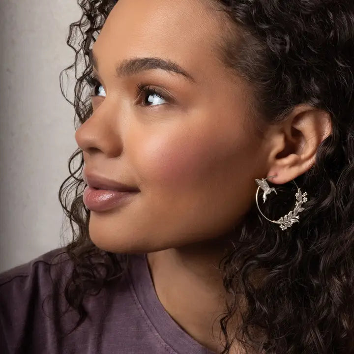 Refined Hummingbird Hoop - Silver