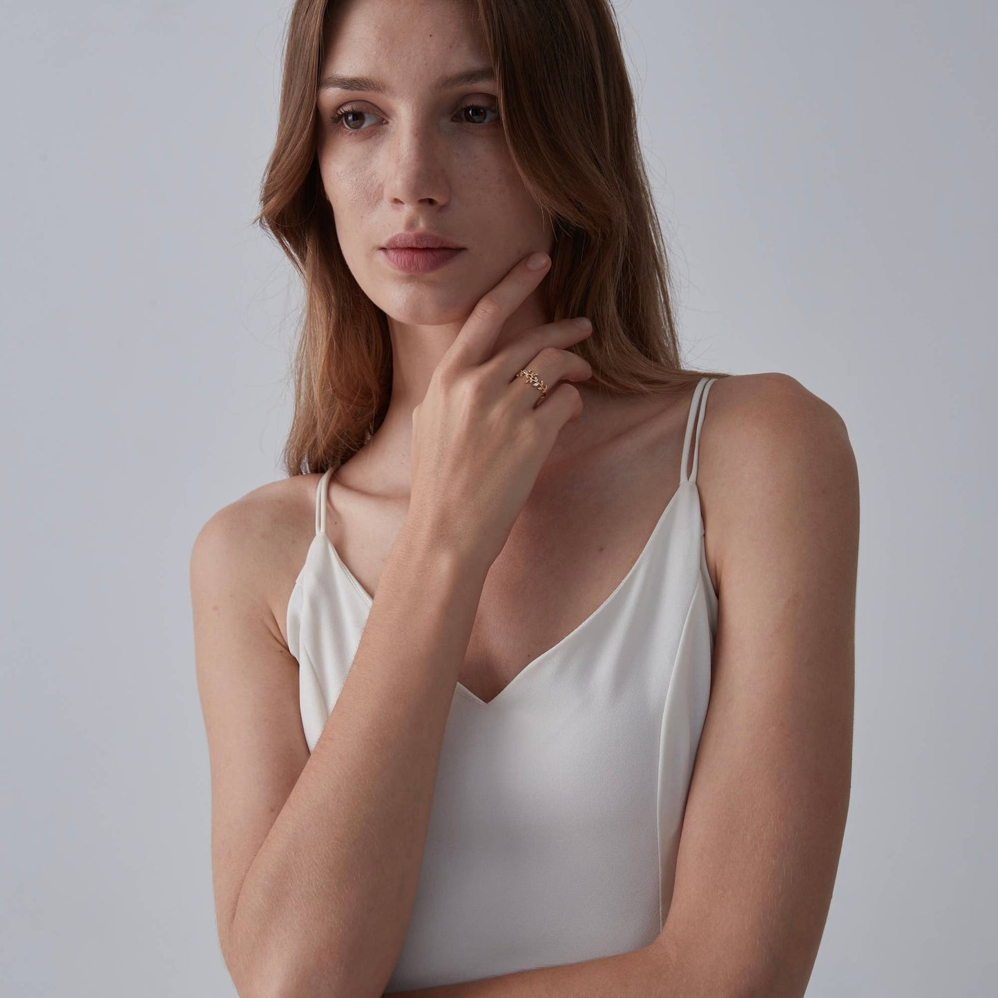 Olive Tree Leaf Stacking Bypass Ring in 925 Sterling Silver