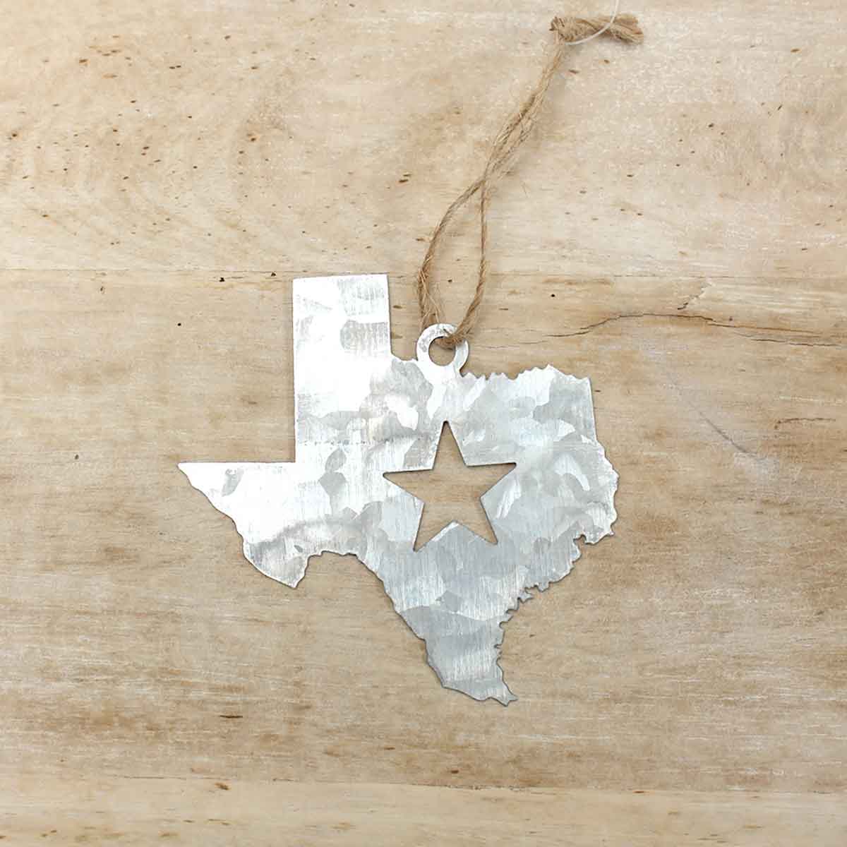 Galvanized Texas Ornament   Silver   4"