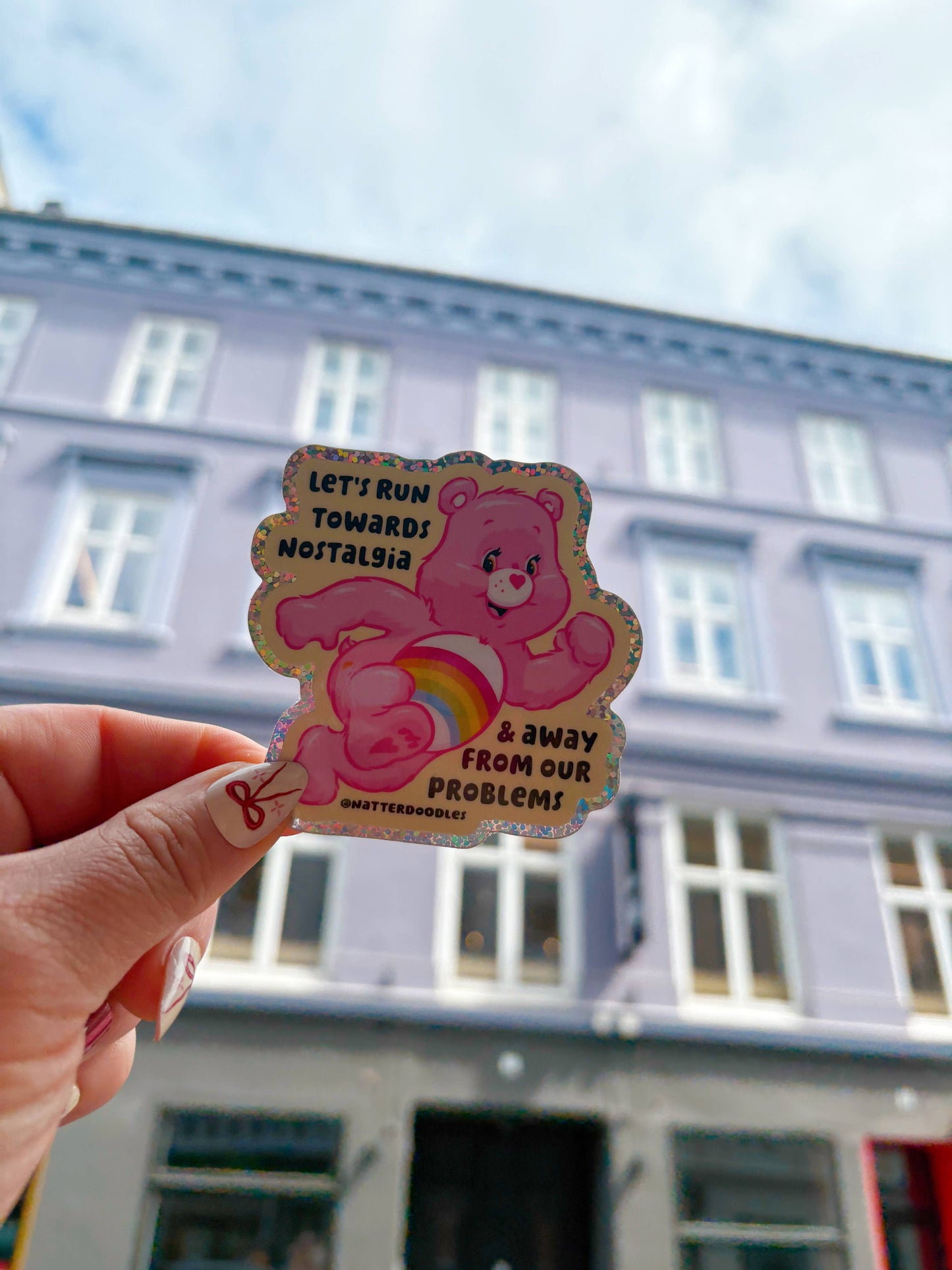 Let’s Run Towards Nostalgia Care Bear Sticker |  Vinyl Decal