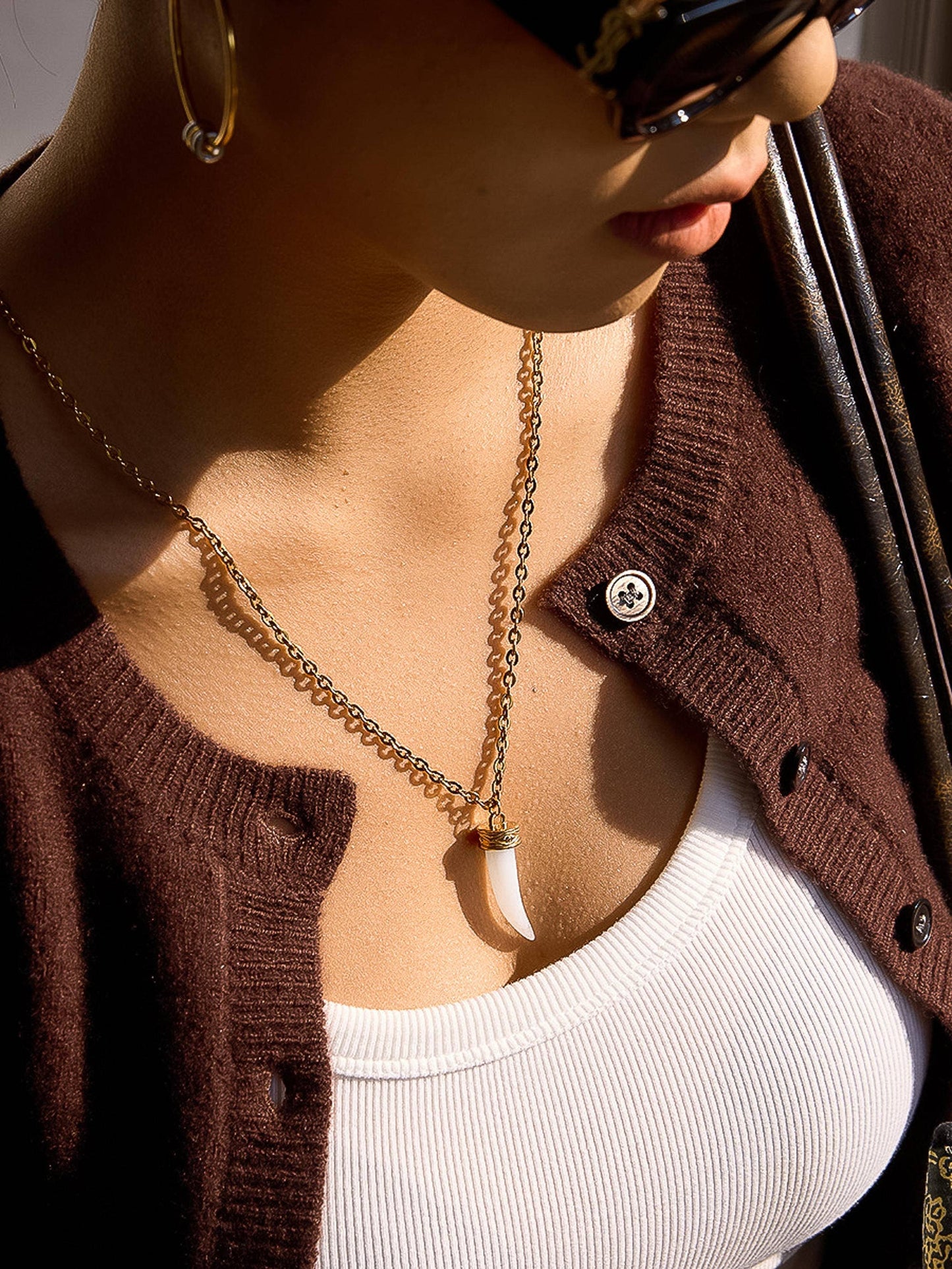 Nyssa 18K Gold Non-Tarnish Horn Pendant Necklace
