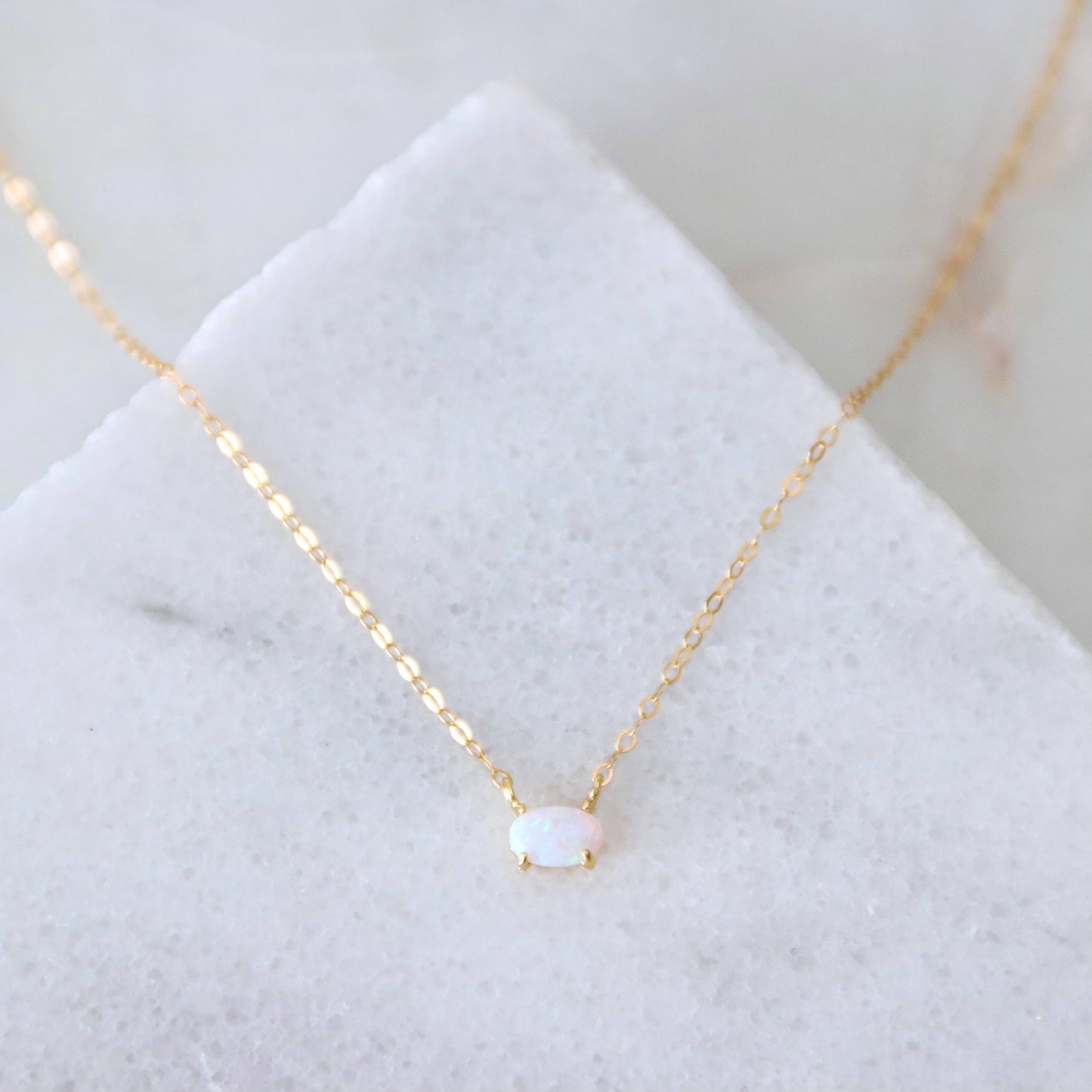 Mini Oval Opal Necklace