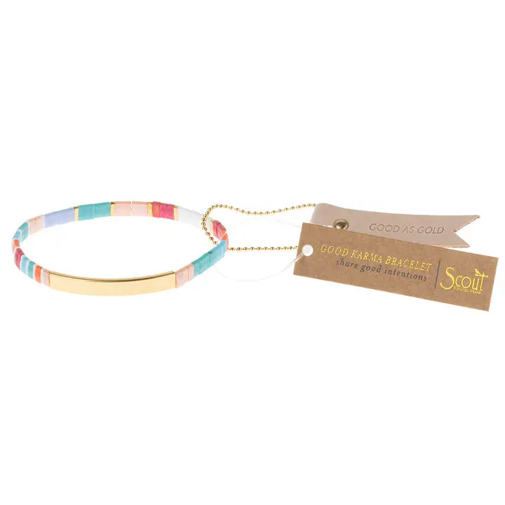 Good Karma Miyuki Bracelet - Good As Gold Aqua Multi/ Gold