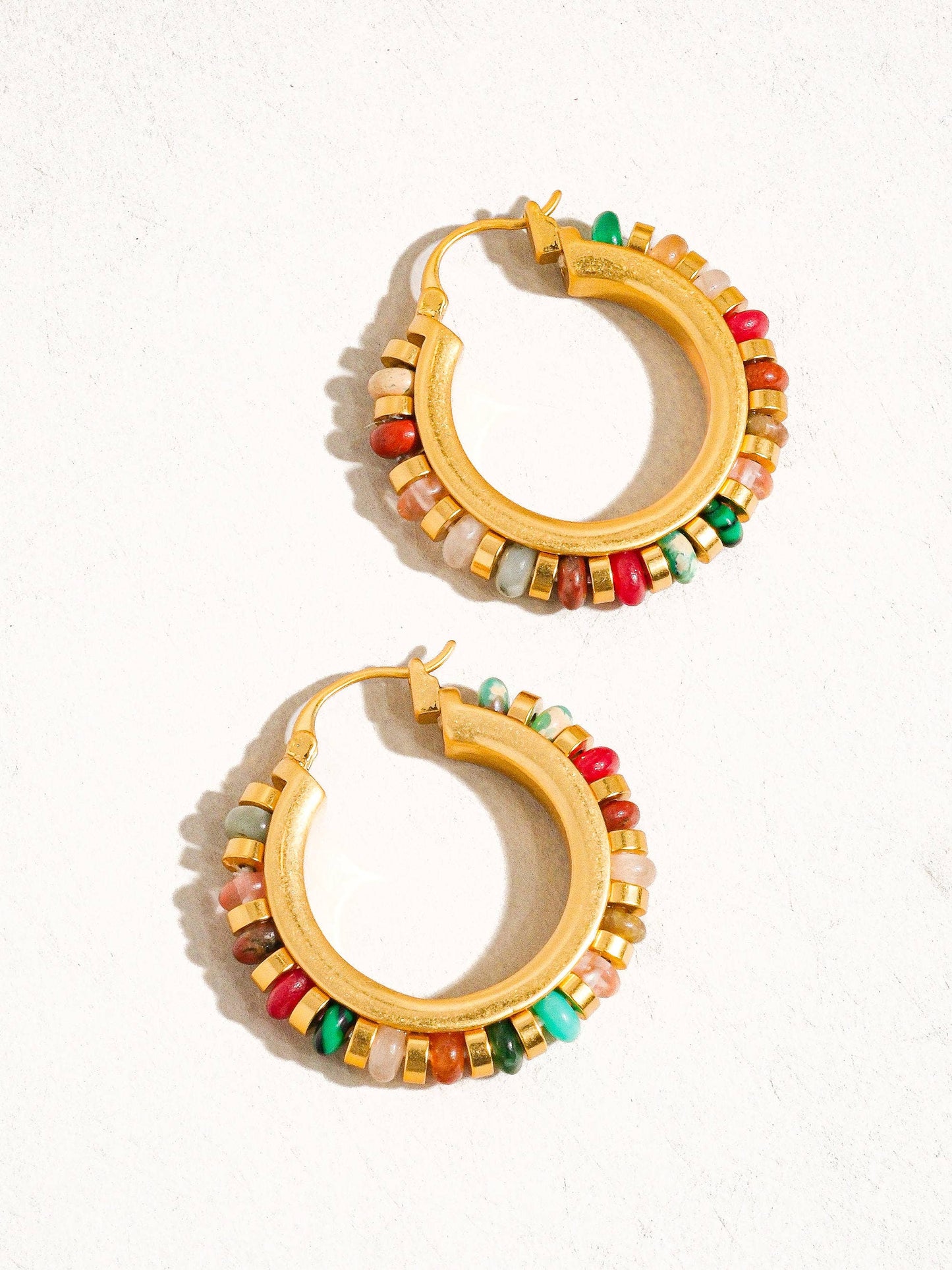 Capri 18K Gold Color Beaded Resort Hoop Earring