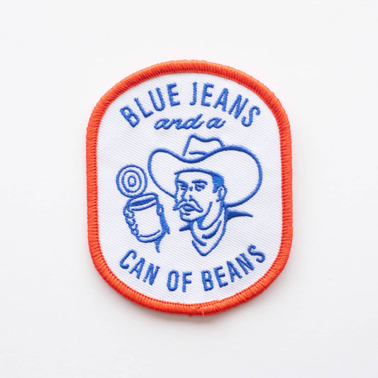 Blue Jeans and a Can of Beans Embroidered Iron on Patch