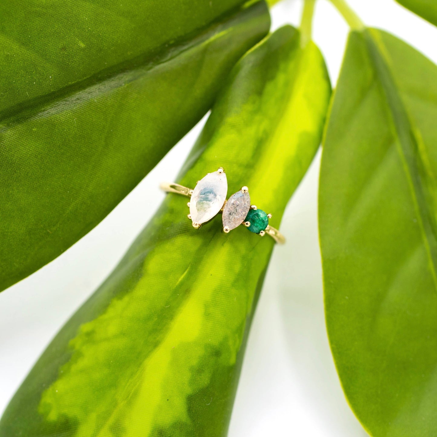 Triple Stone Brass Ring