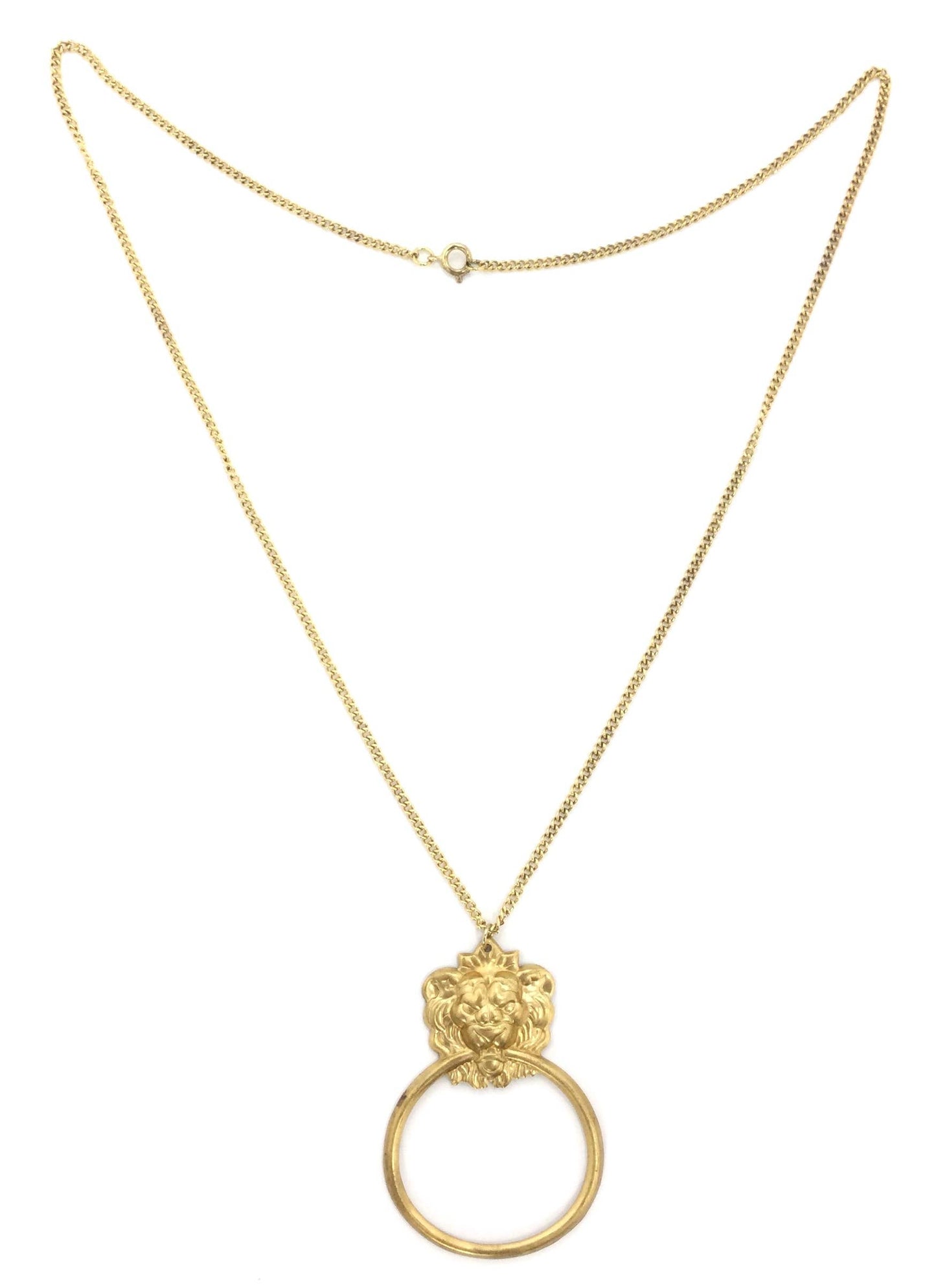 Gold Lion Hoop Pendant
