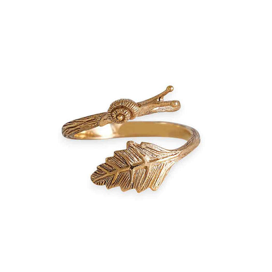 Sterling Silver Adjustable Snail and Leaf Ring