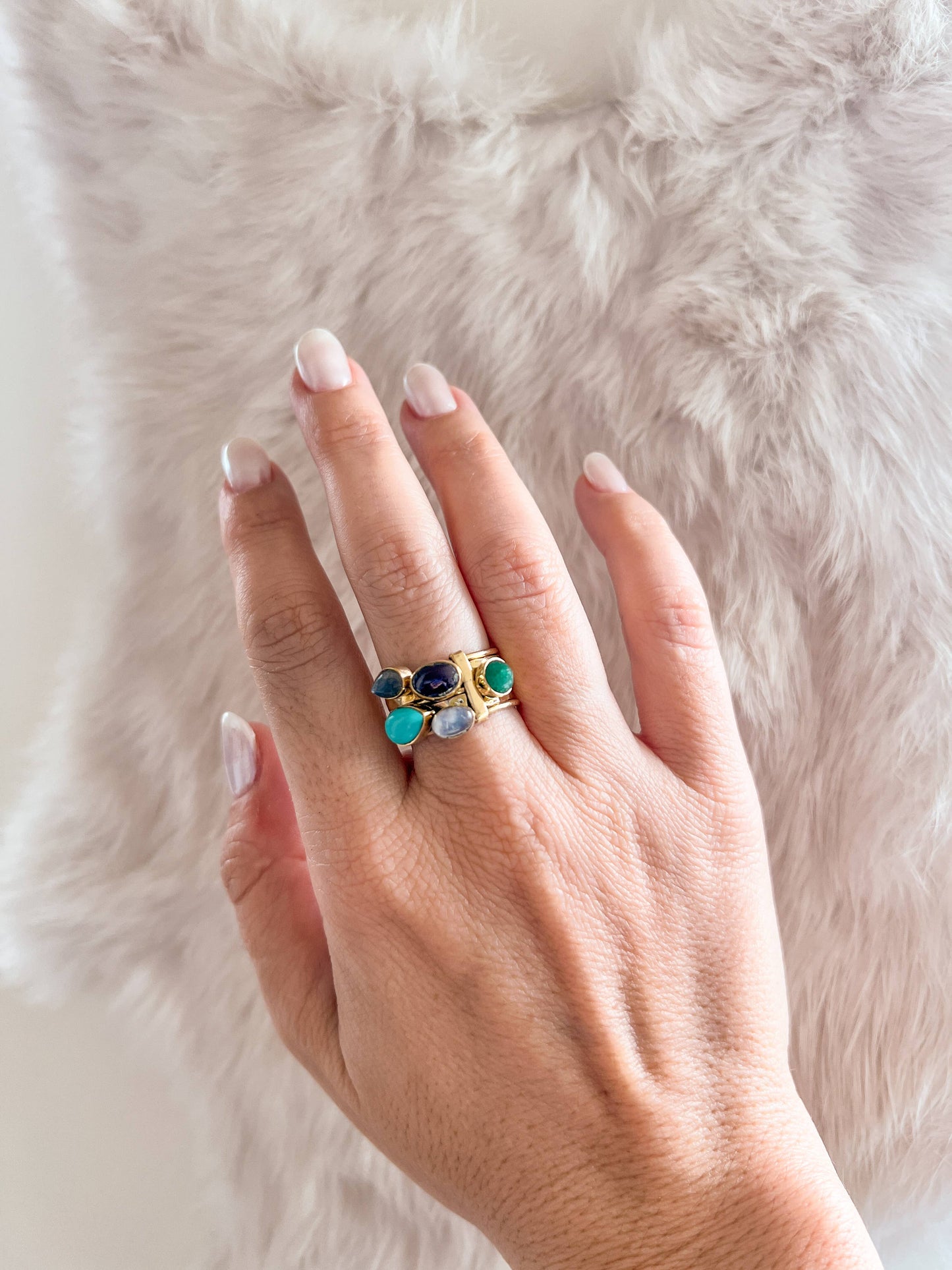 Five Stone Brass Stack Ring