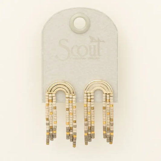 Chromacolor Miyuki Rainbow Fringe Earring - Pewter Multi/  Gold