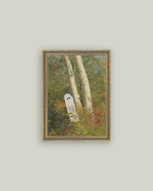 Autumn Woods Ghost Framed Antique Art