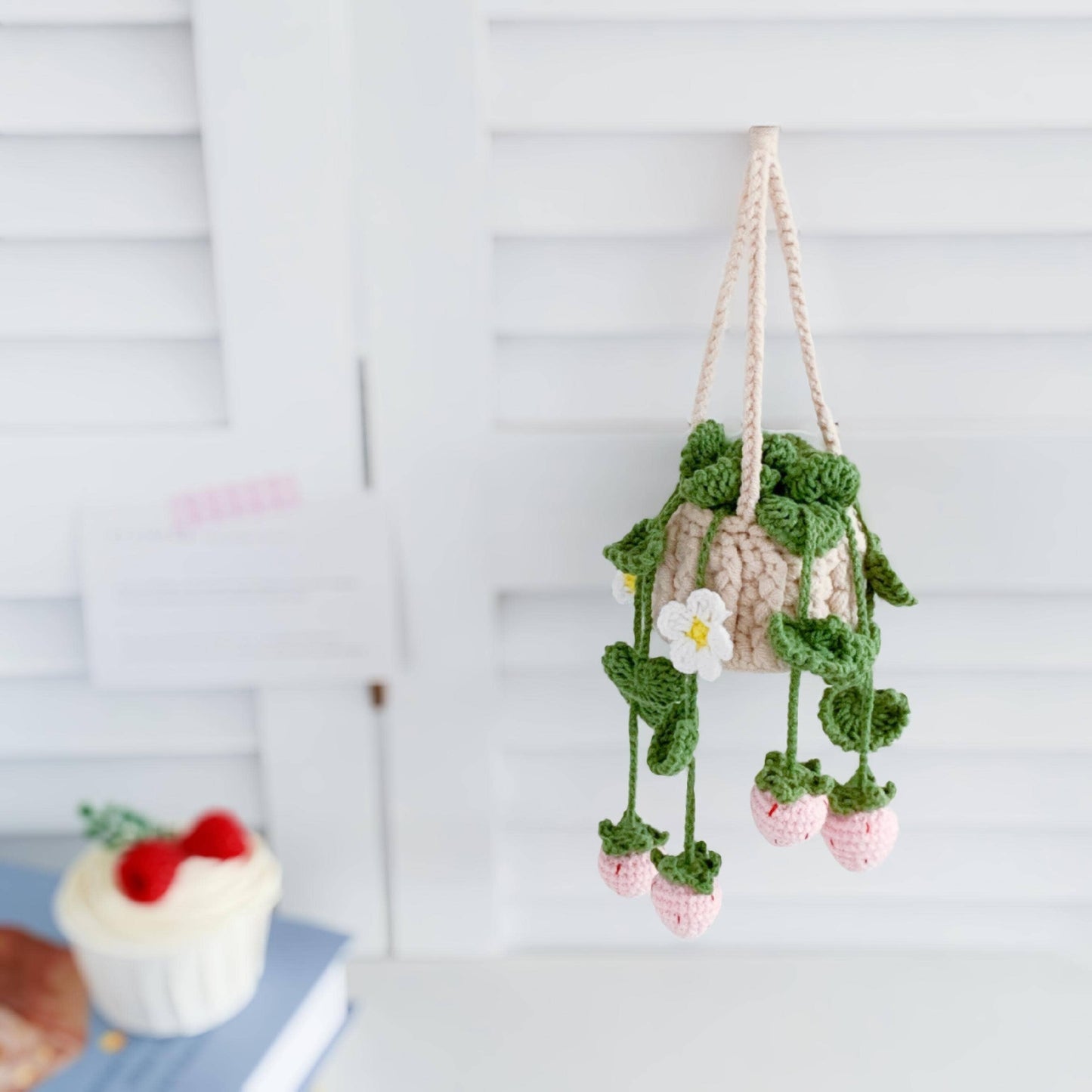 Crochet Car Plant Hanging, Cute Plant Crochet Decoration Car
