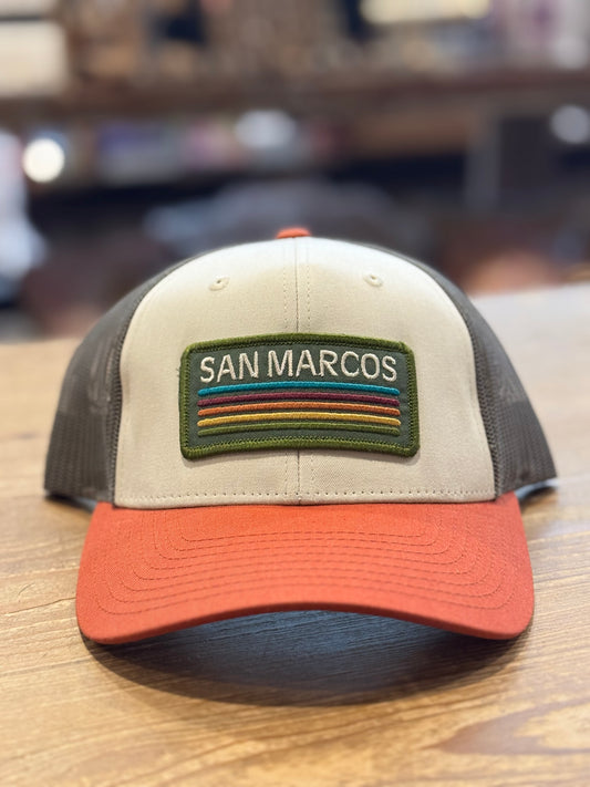 Trucker Hat - Cream & Rust - San Marcos Retro Patch