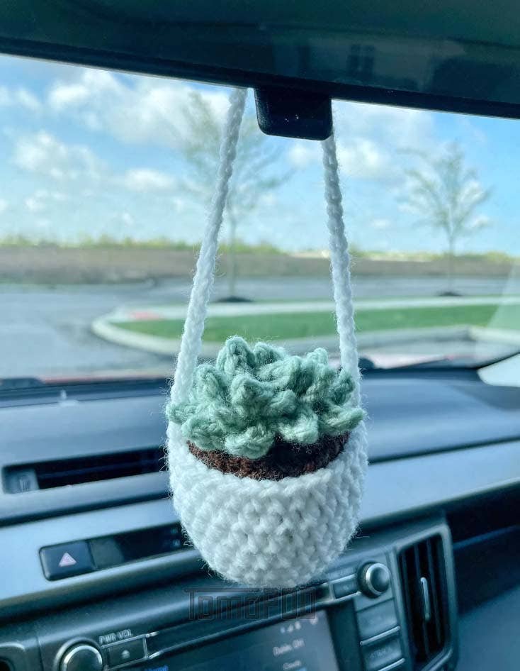 Crochet Succulent Plant Car Hanging Plant Crochet Car Plant